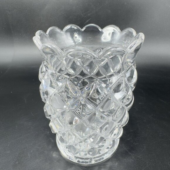 Antique Pineapple Clear Glass Vase Manganese 365nm Green UV Glow Utensil Holder - Picture 13 of 16